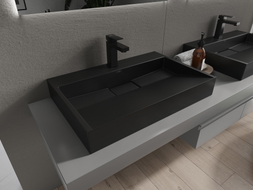 Mexen Ava lavabo sobre encimera de conglomerado 1/O 70 x 46 cm, negro - 23017071