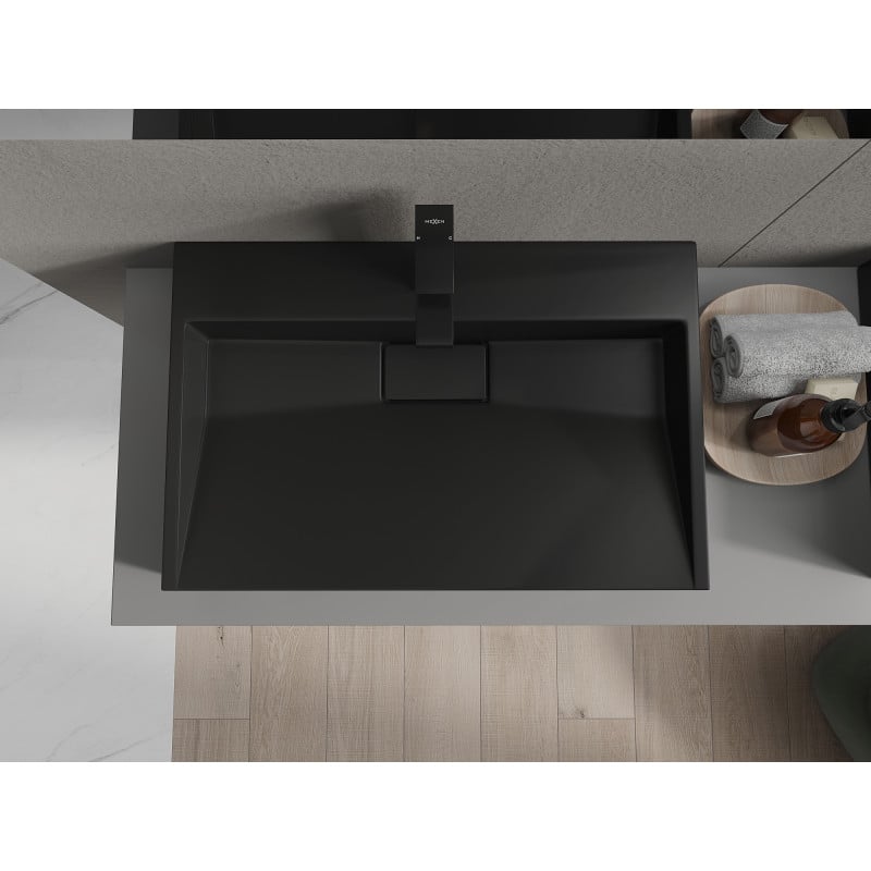 Mexen Ava bänkskiva handfat i konglomerat 1/O 70 x 46 cm, svart - 23017071