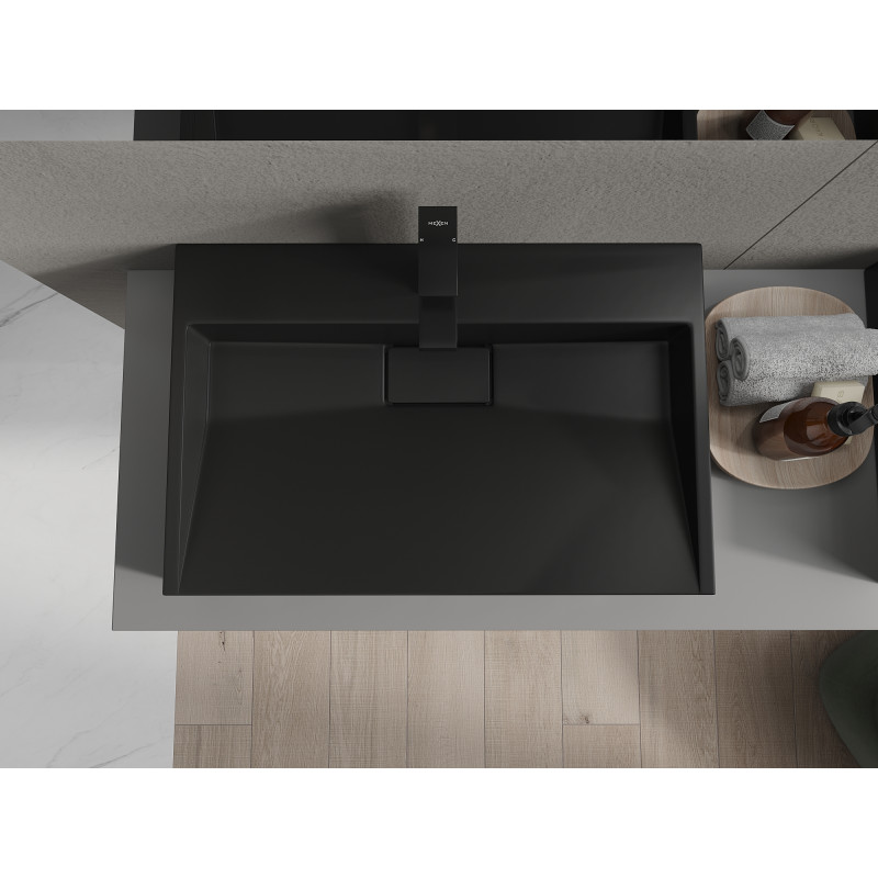 Mexen Ava lavabo sobre encimera de conglomerado 1/O 70 x 46 cm, negro - 23017071