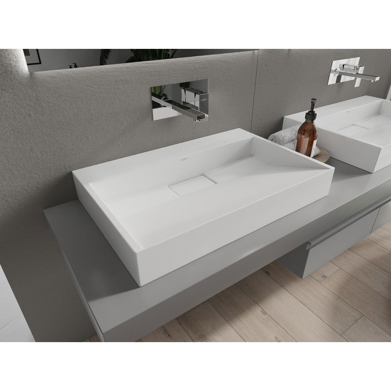 Mexen Ava Bänkstående handfat av konglomerat B/O 70 x 46 cm, vit - 23017000