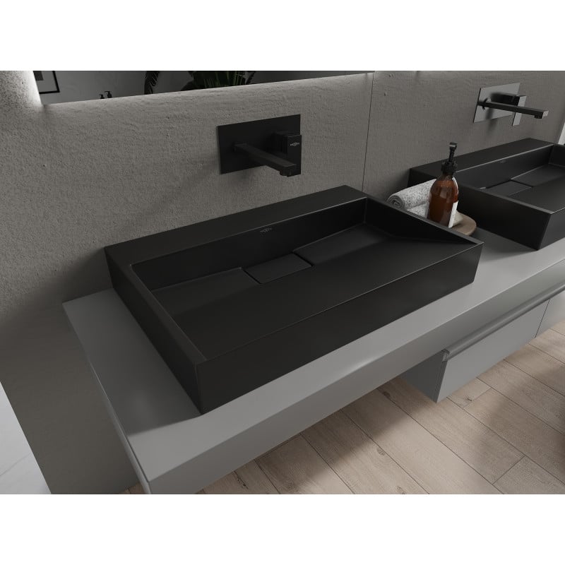 Mexen Ava lavabo sobre encimera de conglomerado B/O 70 x 46 cm, negro - 23017070