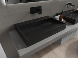 Mexen Ava Aufsatzwaschbecken aus Konglomerat B/O 70 x 46 cm, schwarz - 23017070