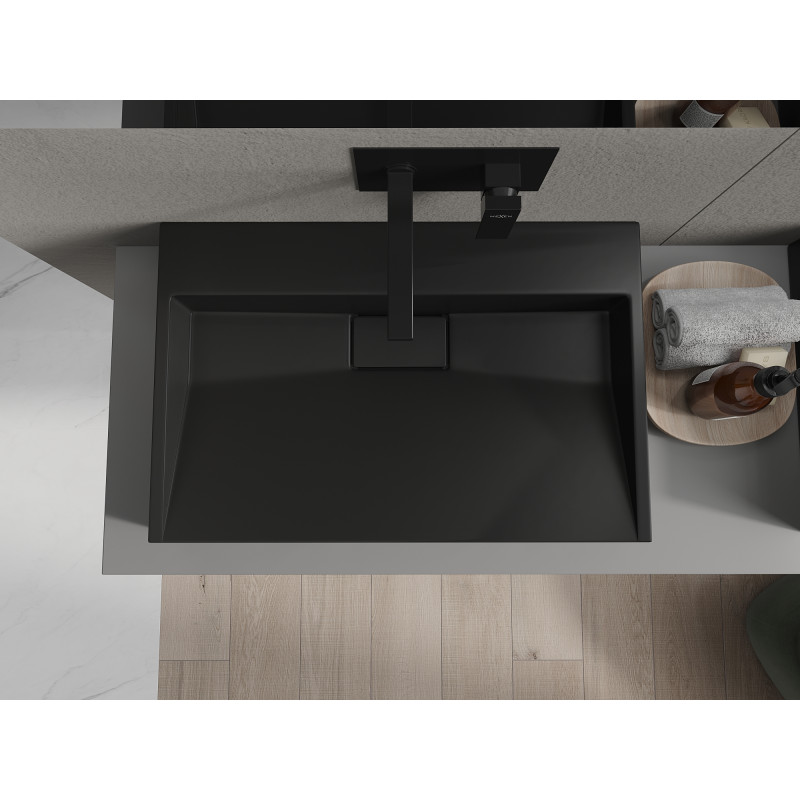 Mexen Ava bovengemonteerde wastafel van composiet B/O 70 x 46 cm, zwart - 23017070