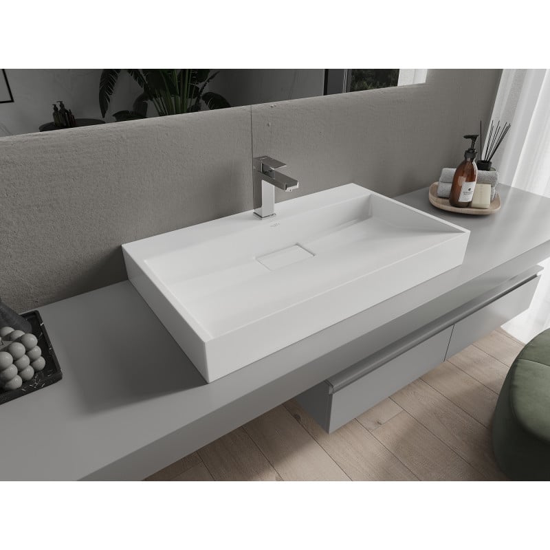 Mexen Ava lavabo sur plan en conglomérat 1/O 80 x 46 cm, blanc - 23018001