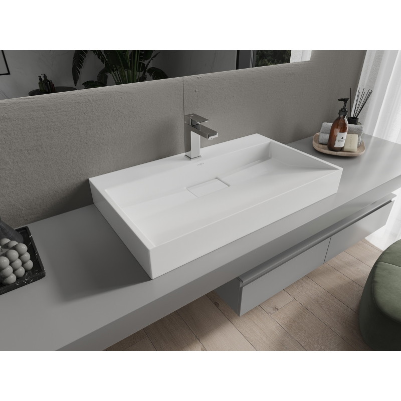 Mexen Ava opbouw wastafel van composiet 1/O 80 x 46 cm, wit - 23018001