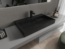 Mexen Ava lavabo da appoggio in conglomerato 1/O 80 x 46 cm, nero - 23018071