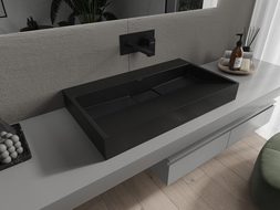 Mexen Ava Aufsatzwaschbecken aus Konglomerat B/O 80 x 46 cm, schwarz - 23018070