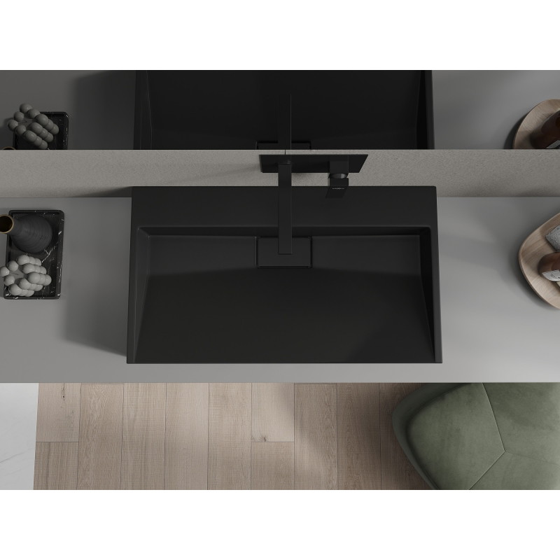 Mexen Ava opbouw wastafel van composiet B/O 80 x 46 cm, zwart - 23018070