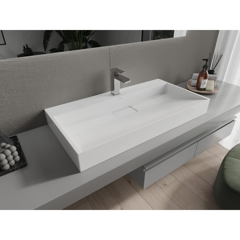 Mexen Ava lauaplaatide konglomeraadist valamu 1/O 90 x 46 cm, valge - 23019001