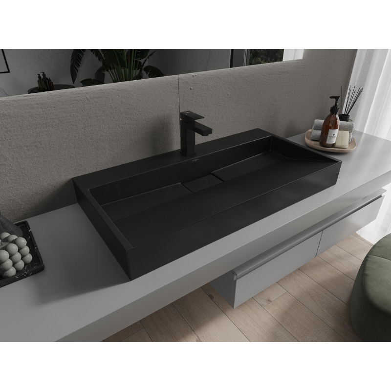 Mexen Ava opbouw wastafel van composiet 1/O 90 x 46 cm, zwart - 23019071