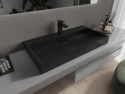 Mexen Ava Aufsatzwaschbecken aus Konglomerat 1/O 90 x 46 cm, schwarz - 23019071