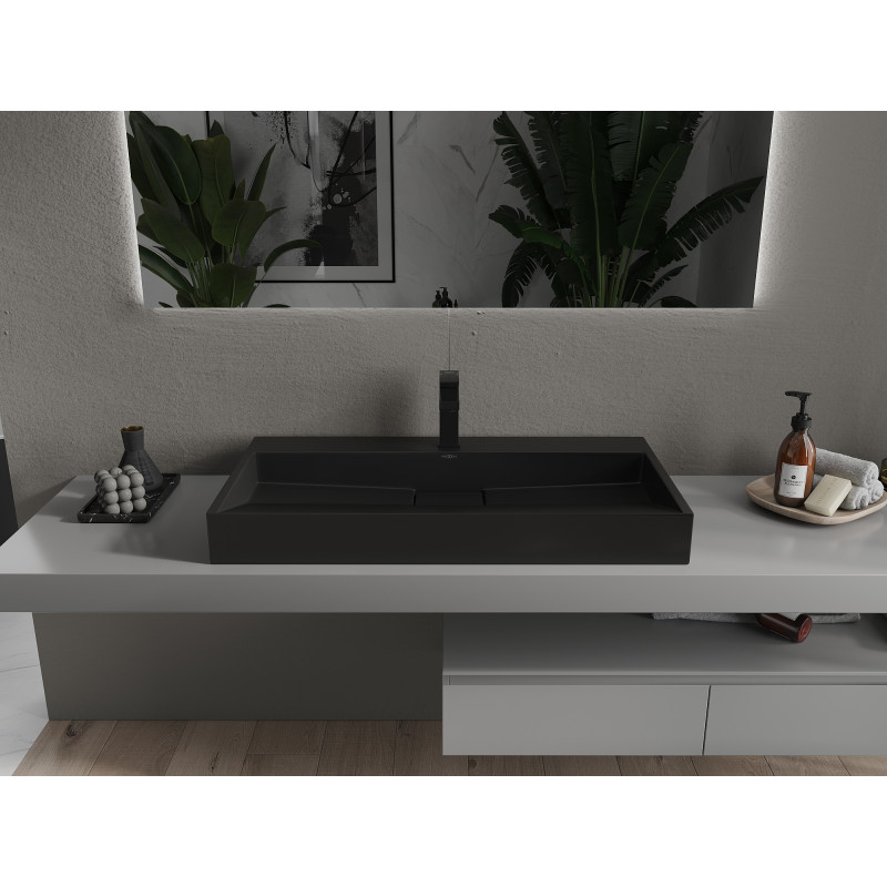 Mexen Ava lavabo sobre encimera de conglomerado 1/O 90 x 46 cm, negro - 23019071