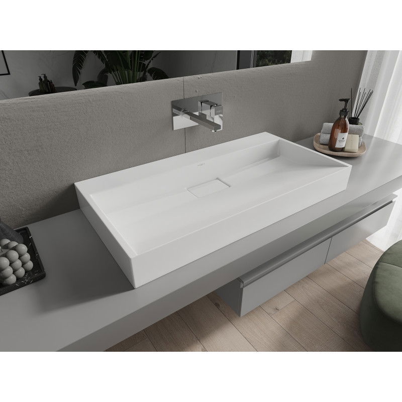 Mexen Ava Aufsatzwaschbecken aus Konglomerat B/O 90 x 46 cm, weiß - 23019000