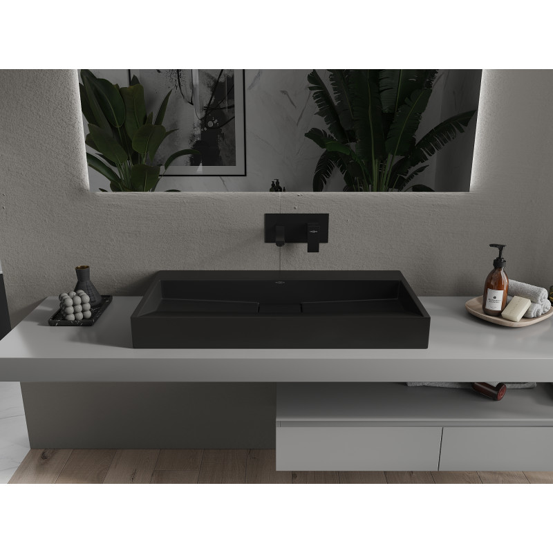 Mexen Ava bladloze wastafel van composiet B/O 90 x 46 cm, zwart - 23019070