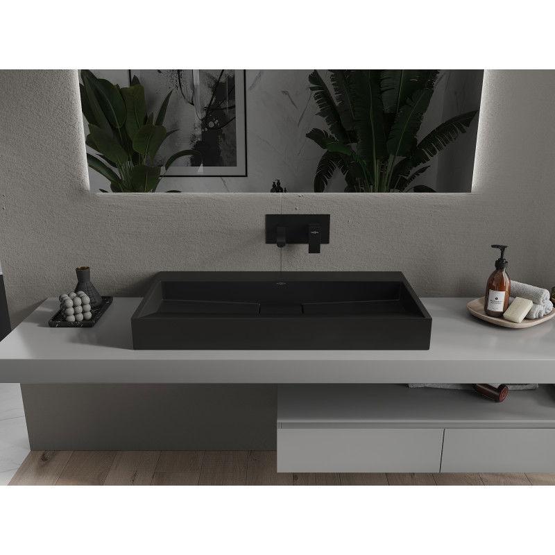 Mexen Ava countertop washbasin made of conglomerate B/O 90 x 46 cm, black - 23019070