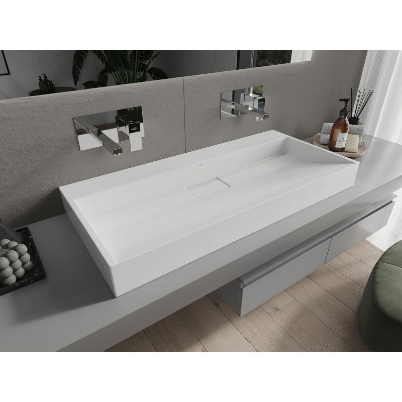 Mexen Ava lavabo da appoggio in conglomerato B/O 100 x 46 cm, bianco - 23011000