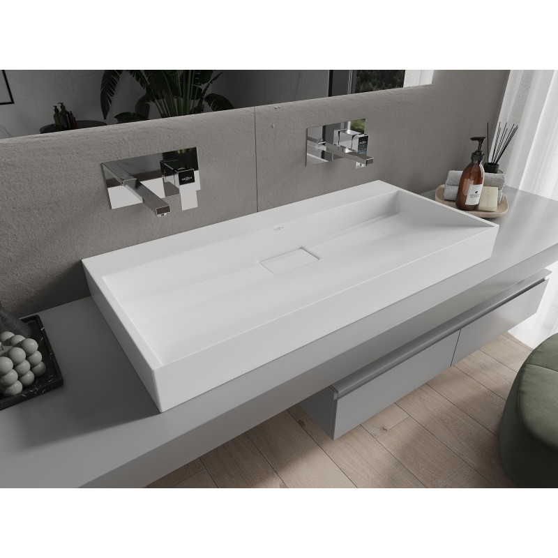 Mexen Ava opbouw wastafel van conglomeratie B/O 100 x 46 cm, wit - 23011000