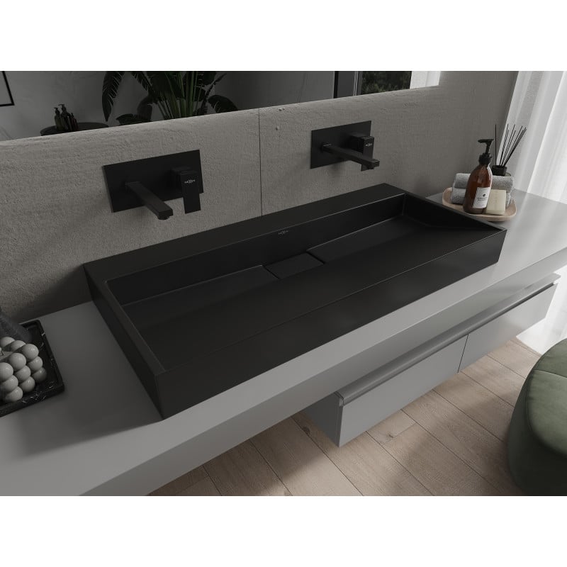 Mexen Ava lavabo da appoggio in conglomerato B/O 100 x 46 cm, nero - 23011070