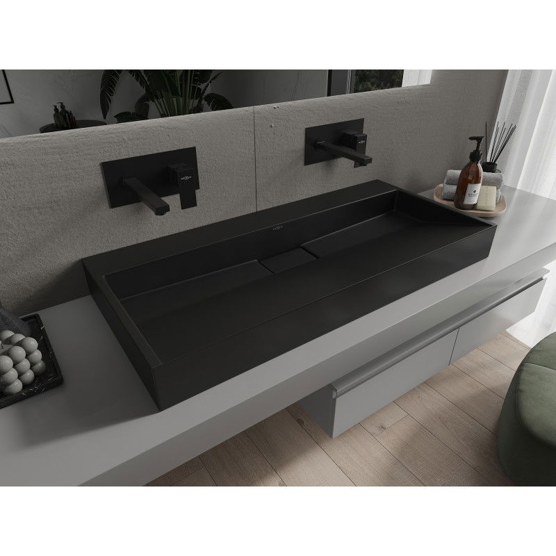 Mexen Ava opbouw waskom van composiet B/O 100 x 46 cm, zwart - 23011070