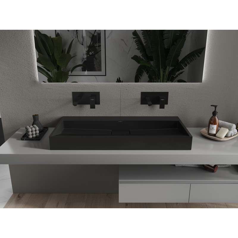 Mexen Ava oppervlakte waskom van composiet B/O 100 x 46 cm, zwart - 23011070