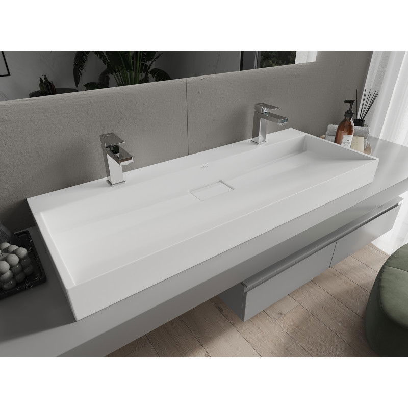 Mexen Ava lavabo sobre encimera de conglomerado 2/O 120 x 46 cm, blanco - 23011202