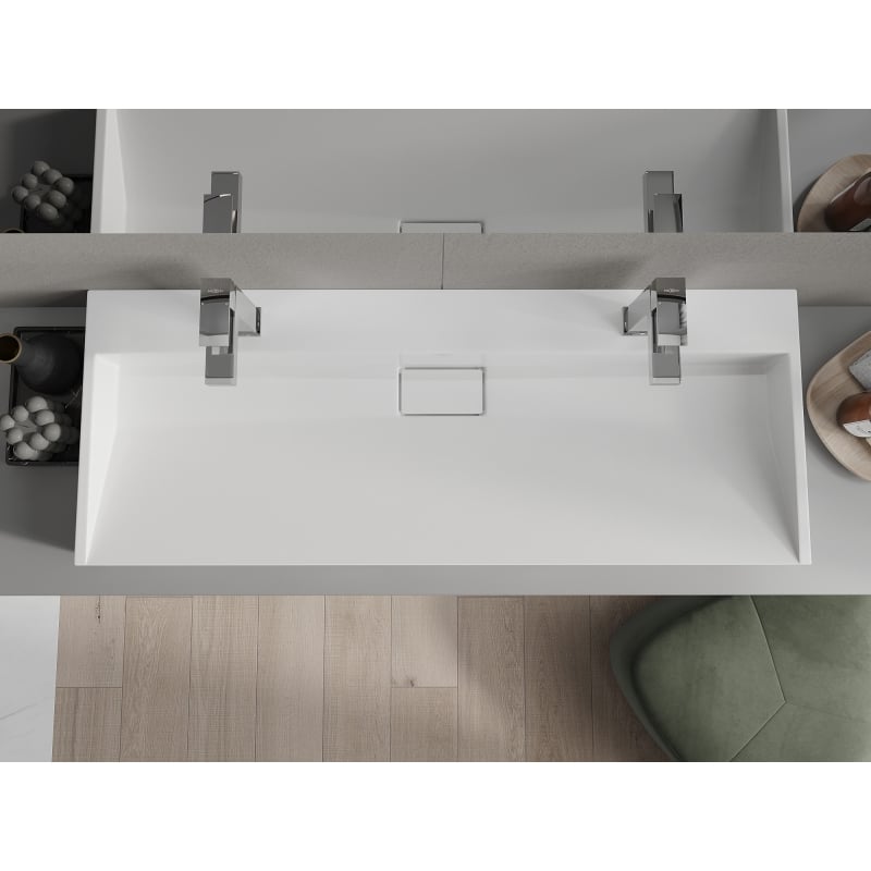 Mexen Ava countertop washbasin made of conglomerate 2/O 120 x 46 cm, white - 23011202
