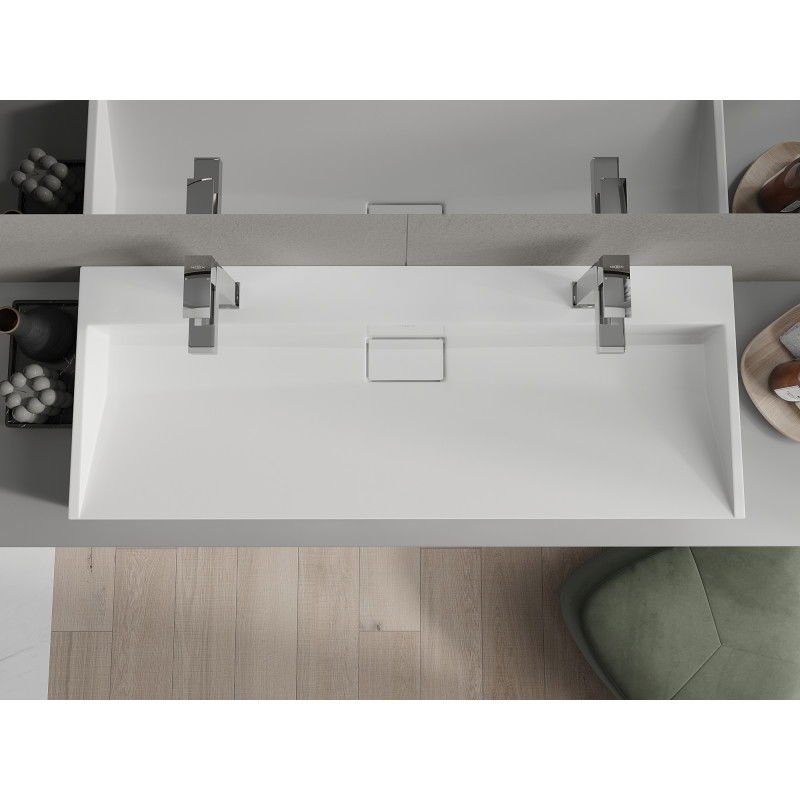 Mexen Ava lavabo da appoggio in conglomerato 2/O 120 x 46 cm, bianco - 23011202