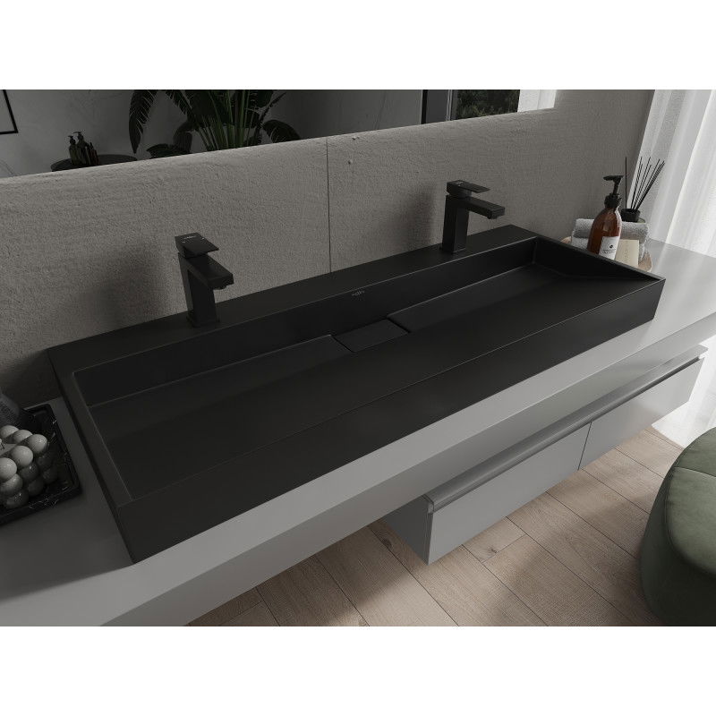 Mexen Ava ovaltvättställ i komposit 2/O 120 x 46 cm, svart - 23011272