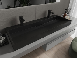 Mexen Ava Aufsatzwaschbecken aus Konglomerat 2/O 120 x 46 cm, schwarz - 23011272