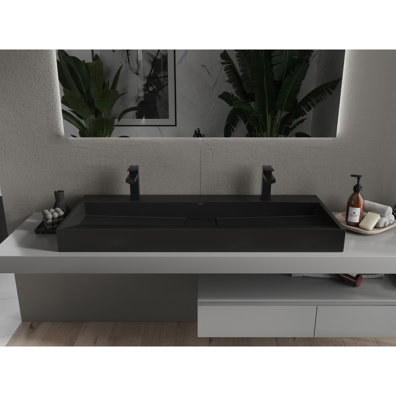 Mexen Ava Tischaufsatzwaschbecken aus Konglomerat 2/O 120 x 46 cm, schwarz - 23011272