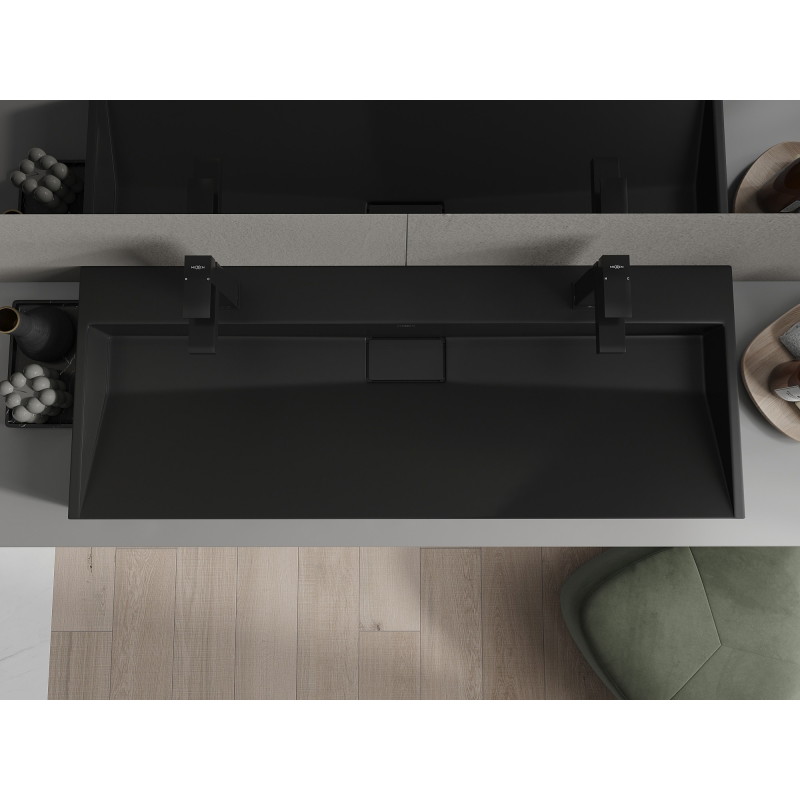 Mexen Ava umywalka nablatowa z konglomeratu 2/O 120 x 46 cm, czarna - 23011272