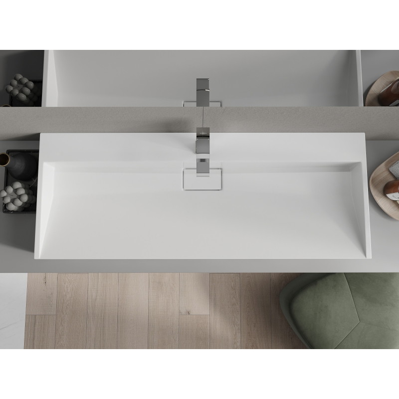 Mexen Ava opbouwwasbak van conglomeriet 1/O 120 x 46 cm, wit - 23011201