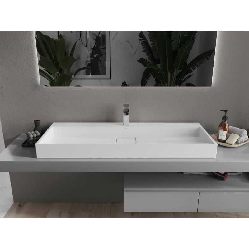 Mexen Ava Tischaufsatzwaschbecken aus Konglomerat 1/O 120 x 46 cm, weiß - 23011201