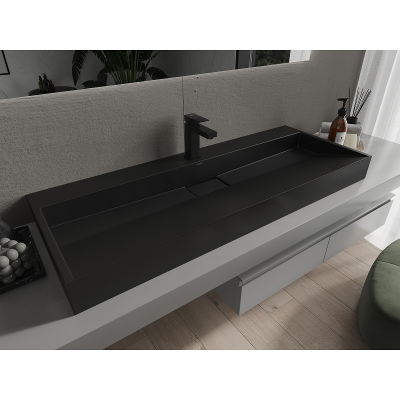 Mexen Ava conglomeraat opbouw wastafel 1/O 120 x 46 cm, zwart - 23011271