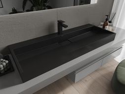 Mexen Ava countertop basin made of conglomerate 1/O 120 x 46 cm, black - 23011271