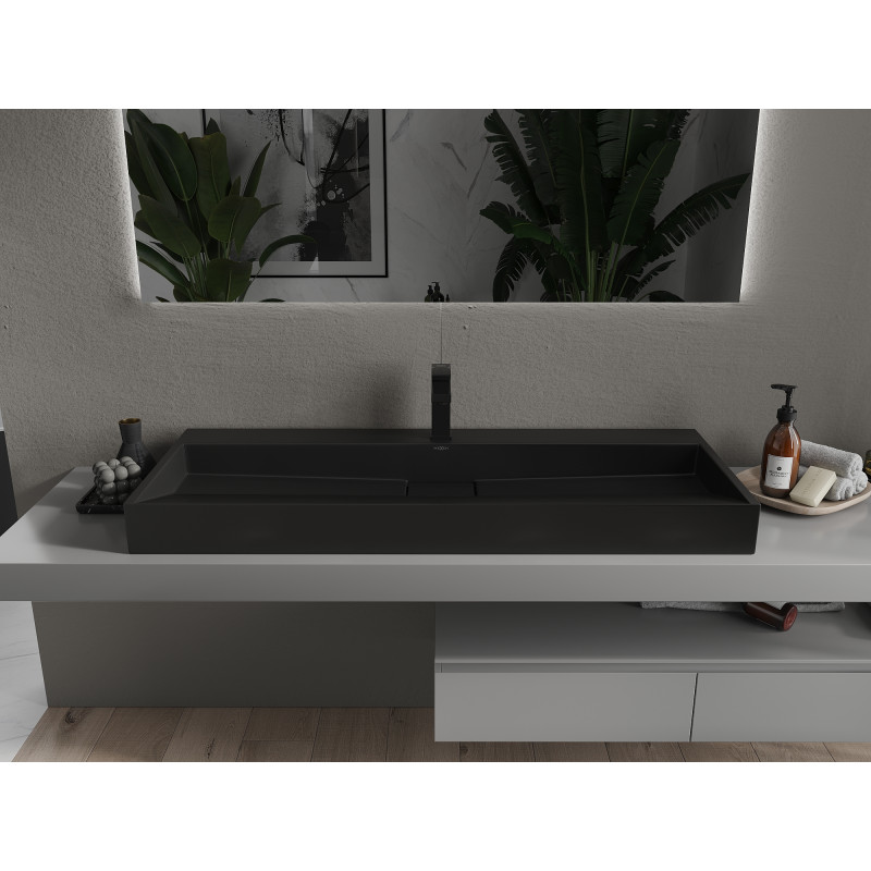 Mexen Ava conglomeraat opbouw wastafel 1/O 120 x 46 cm, zwart - 23011271