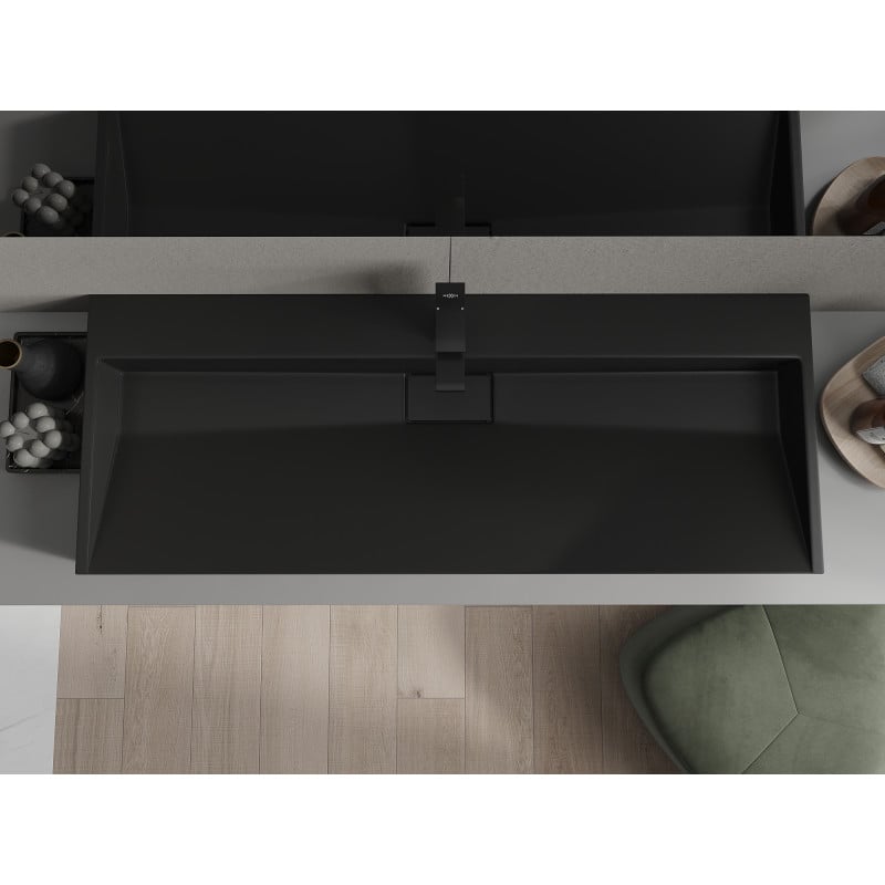Mexen Ava Aufsatzwaschbecken aus Konglomerat 1/O 120 x 46 cm, schwarz - 23011271