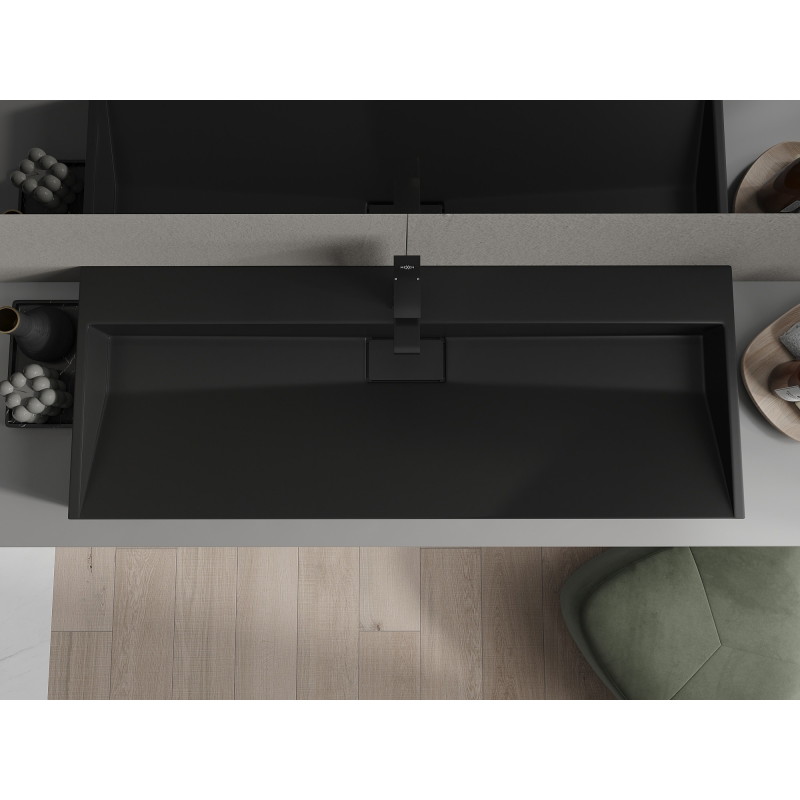 Mexen Ava lavabo à poser en composite 1/O 120 x 46 cm, noir - 23011271