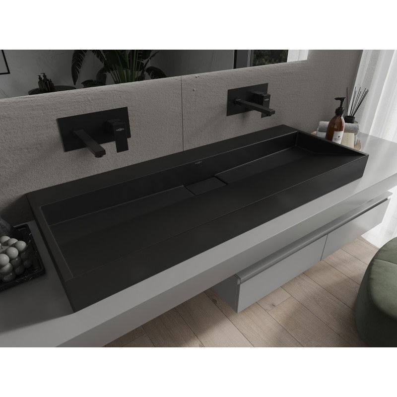 Mexen Ava lavabo à poser en conglomérat B/O 120 x 46 cm, noir - 23011270