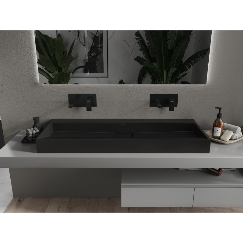 Mexen Ava lavabo de encimera de conglomerado B/O 120 x 46 cm, negro - 23011270