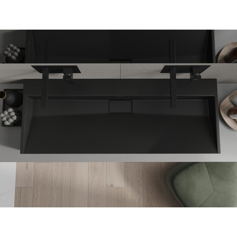 Mexen Ava Aufsatzwaschbecken aus Konglomerat B/O 120 x 46 cm, schwarz - 23011270