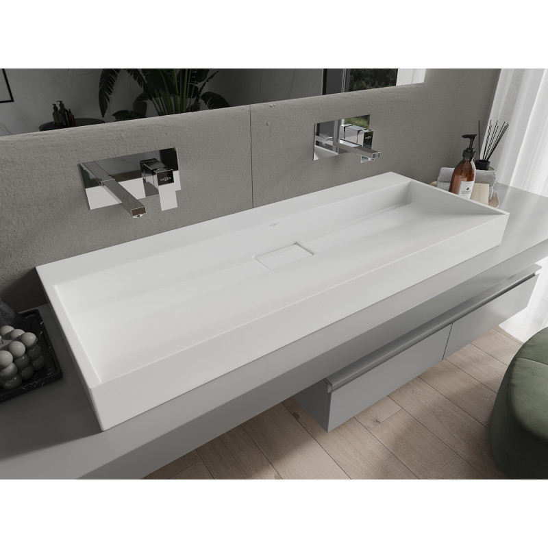 Mexen Ava lavabo de superficie de conglomerado B/O 120 x 46 cm, blanco - 23011200