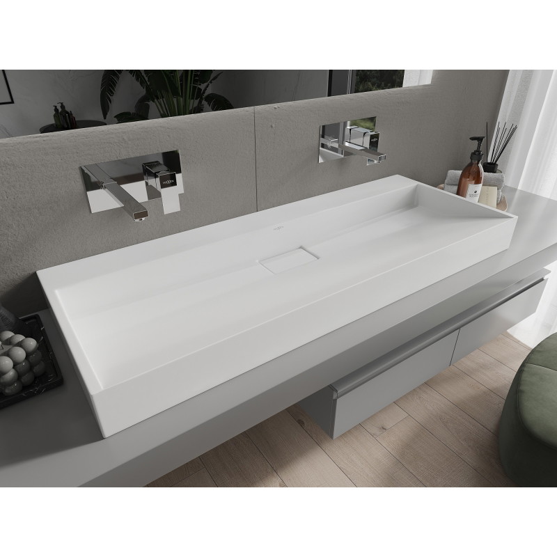 Mexen Ava waskom voor op het aanrecht van conglomeraat B/O 120 x 46 cm, wit - 23011200