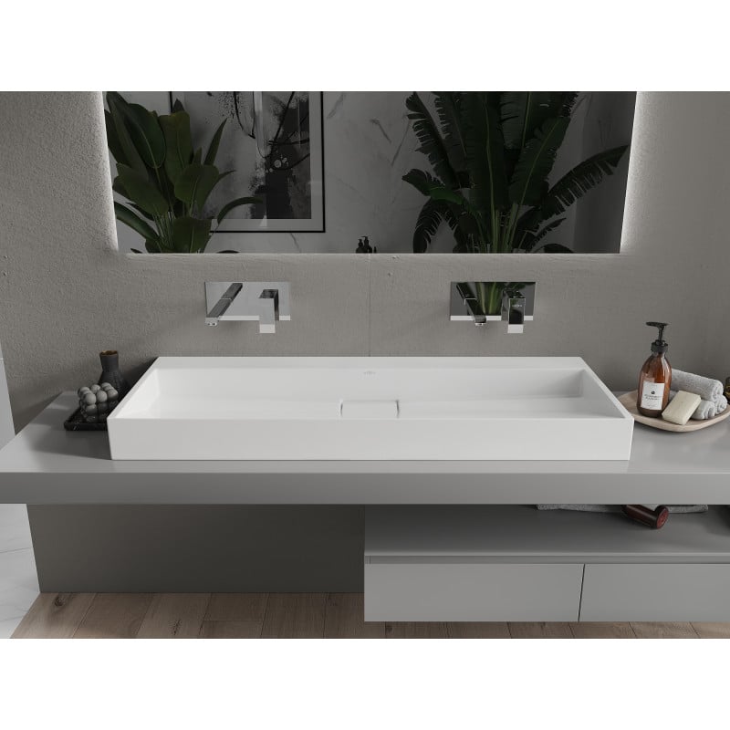 Mexen Ava umywalka nablatowa z konglomeratu B/O 120 x 46 cm, biała - 23011200