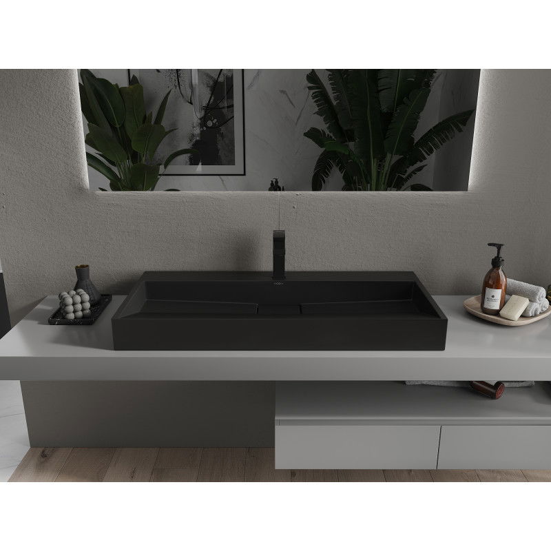 Mexen Ava lavatório de bancada de conglomerado 1/O 100 x 46 cm, preto - 23011071