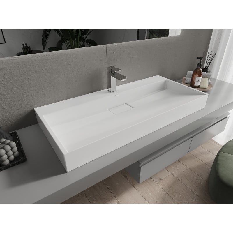 Mexen Ava lavabo da appoggio in conglomerato 1/O 100 x 46 cm, bianco - 23011001