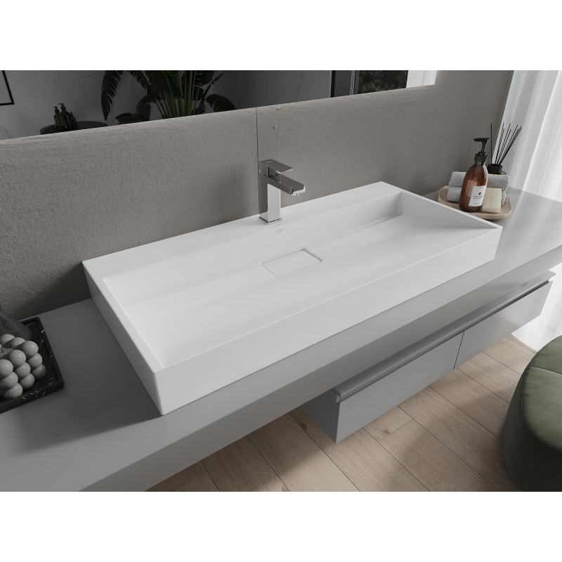 Mexen Ava opbouwwastafel van composiet 1/O 100 x 46 cm, wit - 23011001