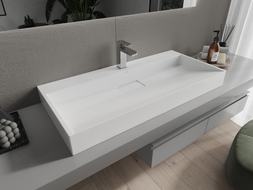 Mexen Ava countertop washbasin made of conglomerate 1/O 100 x 46 cm, white - 23011001