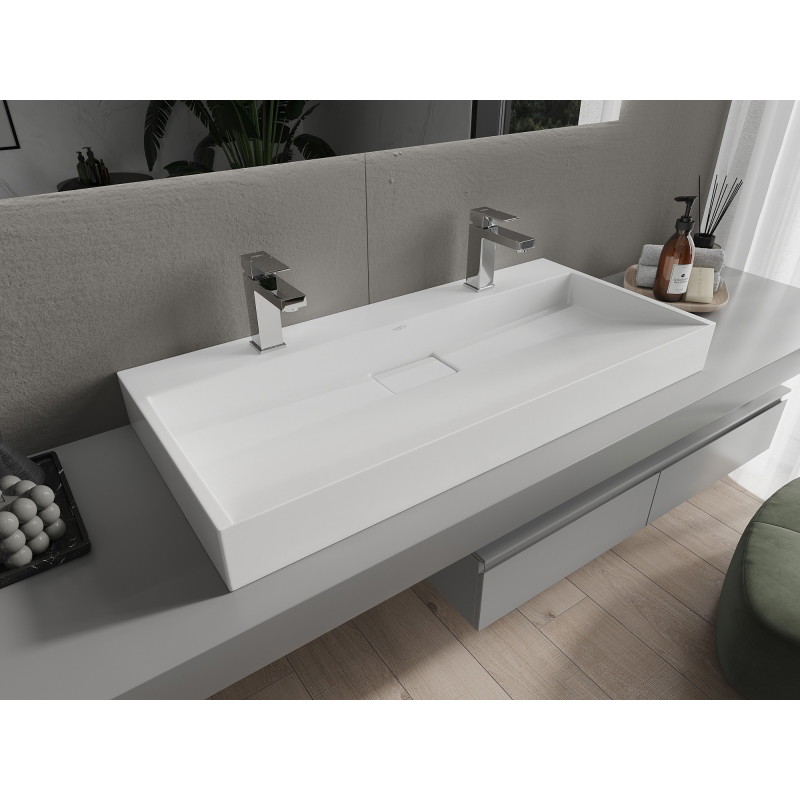 Mexen Ava Aufsatzwaschbecken aus Konglomerat 2/O 100 x 46 cm, weiß - 23011002