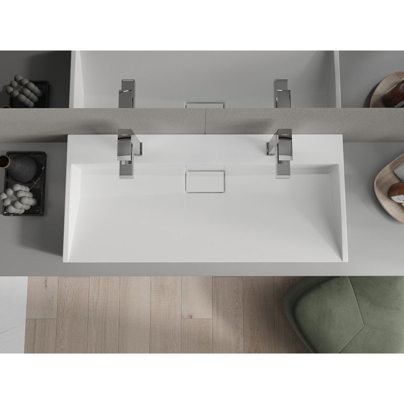 Mexen Ava nadpultni umivalnik iz konglomerata 2/O 100 x 46 cm, bel - 23011002